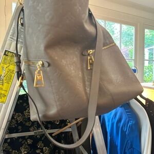 Louis Vuitton Taupe Embossed Monogram Shoulder Bag with Gold Hardware